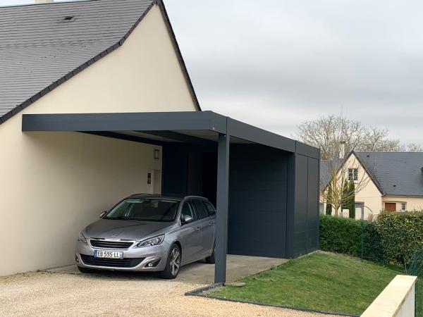 Carport alu gris à Alizay